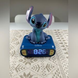 Lexibook 3D Disney Stitch Childrens Alarm Clock With Night Light - Blue - RL800D